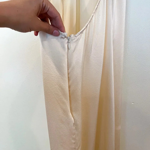 LNA Silk Blend Cream Halter Open Back Formal Classic Satin Maxi Dress Medium - Picture 9 of 12